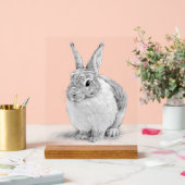 Schattigee konijnenpotloodtekening acryl bord (Huwelijk)