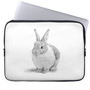 Schattigee konijnenpotloodtekening laptop sleeve