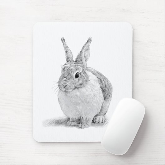Schattigee konijnenpotloodtekening muismat (Met muis)