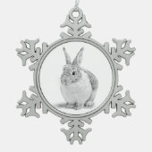 Schattigee konijnenpotloodtekening tin sneeuwvlok ornament (Voorkant)
