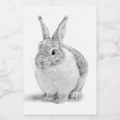 Schattigee konijnenpotloodtekening voedselcontainer etiket (Enkel label)