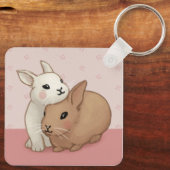 Schattigee konijnillustratie sleutelhanger (Achterkant)