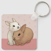 Schattigee konijnillustratie sleutelhanger (Achterkant)