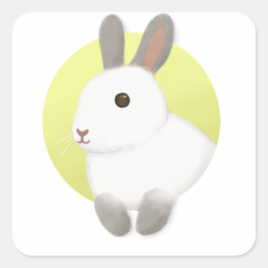 Schattigee konijnillustratie vierkante sticker (Voorkant)