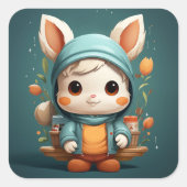 Schattigee konijntje sticker (Voorkant)