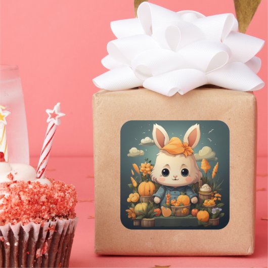 Schattigee konijntje sticker (Feest)