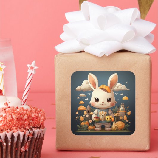 Schattigee konijntje sticker (Feest)