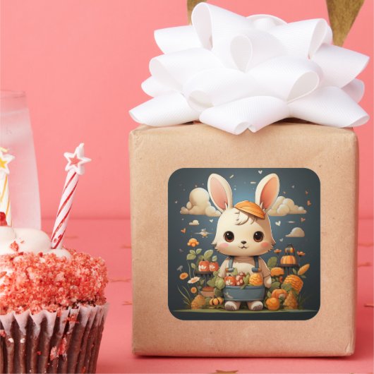 Schattigee konijntje sticker (Feest)