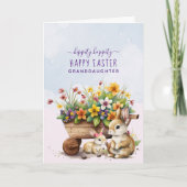 Schattigee konijntjes aangepaste kleindochter Pase Feestdagen Kaart (Voorkant)