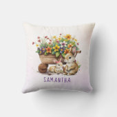 Schattigee konijntjes Custom Naam Meisje Pasen Kussen (Achterkant)