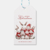 Schattigee konijntjes en aangepaste naam vrolijk k cadeaulabel (Voorkant)