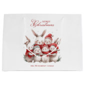 Schattigee konijntjes en aangepaste naam vrolijk k groot cadeauzakje (Voorkant)