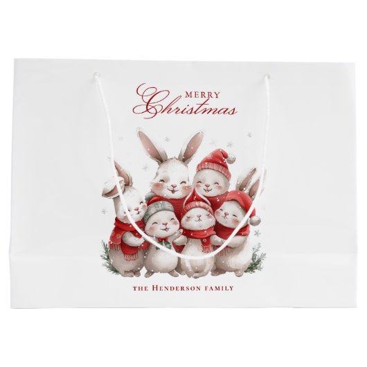 Schattigee konijntjes en aangepaste naam vrolijk k groot cadeauzakje (Achterkant)