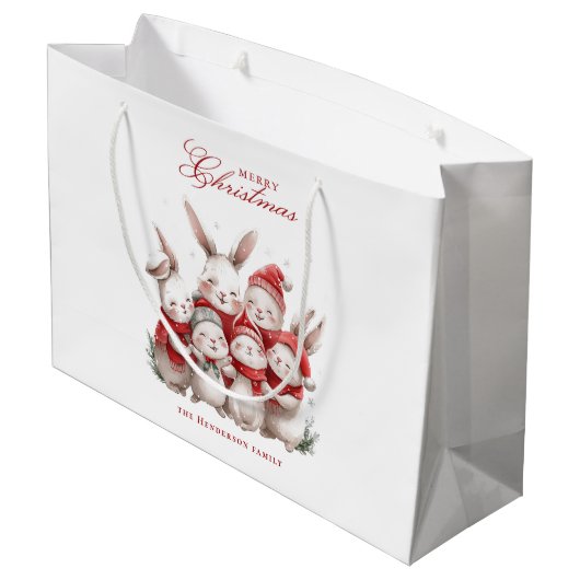 Schattigee konijntjes en aangepaste naam vrolijk k groot cadeauzakje (Achterkant Gekanteld)