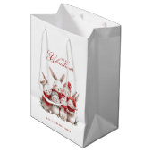 Schattigee konijntjes en aangepaste naam vrolijk k medium cadeauzakje (Voorkant Gekanteld)