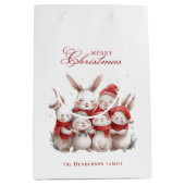 Schattigee konijntjes en aangepaste naam vrolijk k medium cadeauzakje (Voorkant)