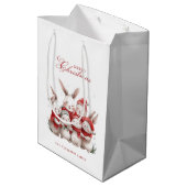 Schattigee konijntjes en aangepaste naam vrolijk k medium cadeauzakje (Achterkant Gekanteld)