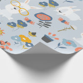 Schattigee konijntjes en bloemetjes cadeaupapier (Hoek)