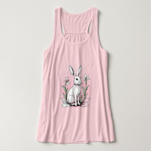 Schattigee konijntjes en lelies tanktop (Design voorkant)