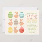 Schattigee konijntjes en paaseieren feestuitnodigi kaart (Voorkant)
