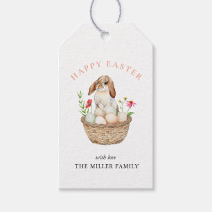 Schattigee konijntjes en paaseieren Happy Easter Cadeaulabel