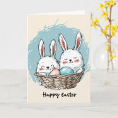 Schattigee konijntjes in een Kaart (Gele Bloem)