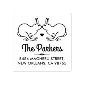 Schattigee  konijntjes liefde familie naam en adre rubberstempel (Afrduk)