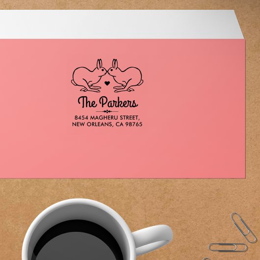 Schattigee  konijntjes liefde familie naam en adre rubberstempel