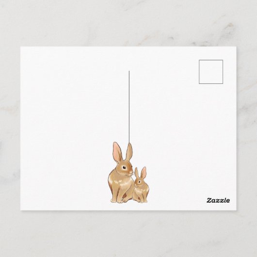 Schattigee konijntjes met bloemetjes Lente Dank je Briefkaart (Achterkant)