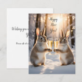 Schattigee konijntjes vieren het nieuwe jaar met c notitiekaartje (Voorkant / Achterkant)