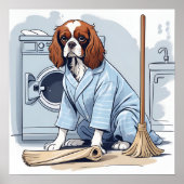 Schattigee Koning Charles Spaniel in Pyjama Doing  Poster (Voorkant)