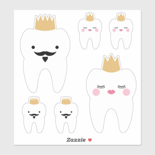Schattigee Koning & Koninginnetanden Sticker (Vel)