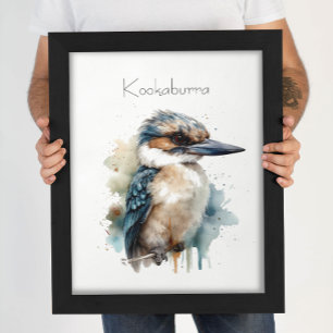 Schattigee Kookaburra op een aanpasbare tak Poster