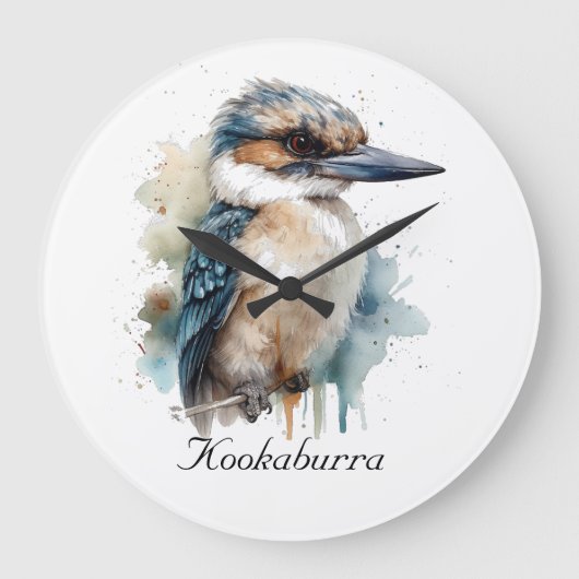 Schattigee Kookaburra op een Branch, custom Grote Klok (Voorkant)