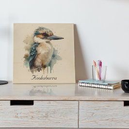 Schattigee Kookaburra op een Branch, custom Hout Afdruk