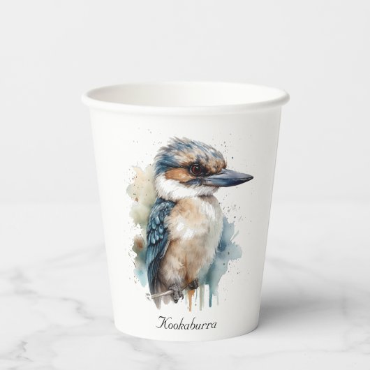 Schattigee Kookaburra op een Branch, custom Papieren Bekers (Achterkant)