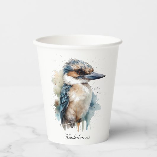 Schattigee Kookaburra op een Branch, custom Papieren Bekers (Voorkant)