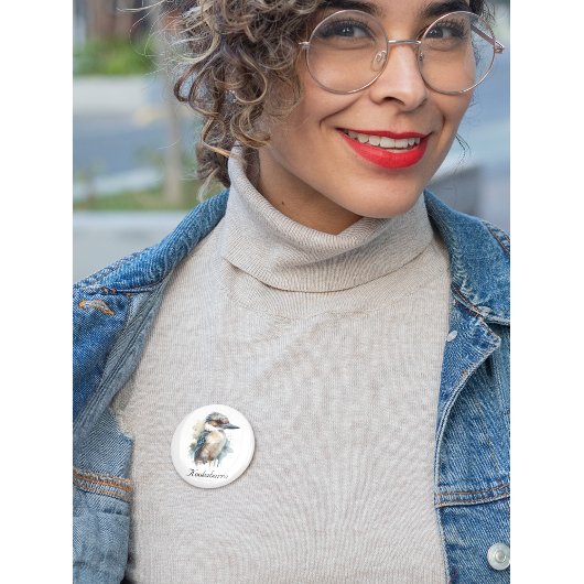 Schattigee Kookaburra op een Branch, custom Ronde Button 3,2 Cm