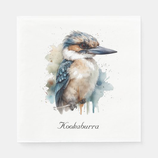 Schattigee Kookaburra op een Branch, custom Servet (Voorkant)