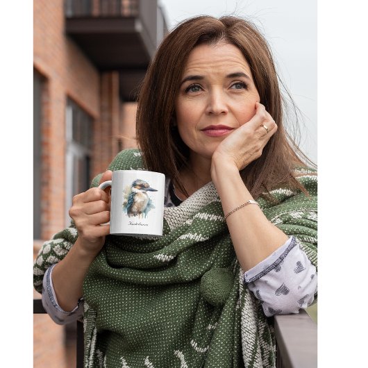 Schattigee Kookaburra op een Branch, custom Tweekleurige Koffiemok