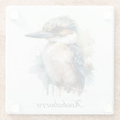 Schattigee Kookaburra op een Tak, op maat Glazen Onderzetter (Achterkant)