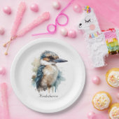 Schattigee Kookaburra op een Tak, op maat Papieren Bordje (Feest)
