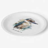 Schattigee Kookaburra op een Tak, op maat Papieren Bordje (Gekanteld)