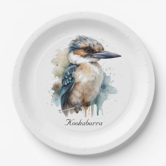 Schattigee Kookaburra op een Tak, op maat Papieren Bordje (Voorkant)