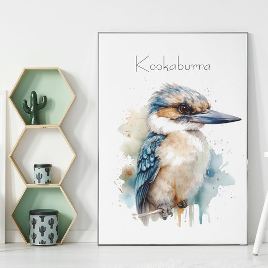 Schattigee Kookaburra op een Tak, op maat Poster