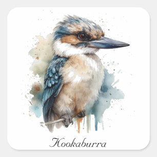 Schattigee Kookaburra op een Tak, op maat Vierkante Sticker