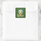 Schattigee kookeend aanpasbaar vierkante sticker (Tas)