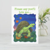 Schattigee kop en staart schildpad partycentrum kaart (Staand voorkant)