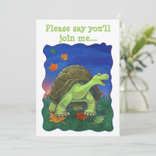 Schattigee kop en staart schildpad partycentrum kaart (Staand voorkant)