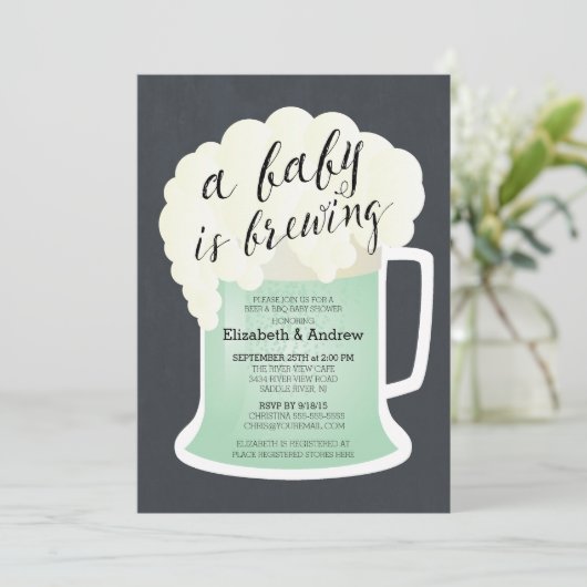 Schattigee Koppels Neutraal Baby shower Baby Brewi Kaart (Staand voorkant)